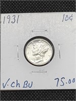 1931 Mercury Silver Dime Coin marked Choice