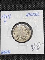 1914-D Buffalo Nickel Coin marked Good
