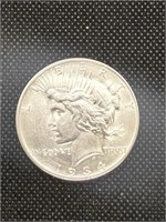 1934-D Peace Silver Dollar Coin marked