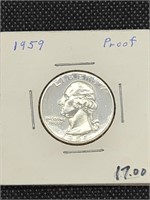 1959 Silver Proof Washington Quarter coin