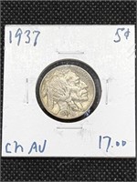 1937 Buffalo Nickel Coin marked Choice AU