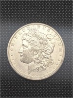 1890 Morgan Silver Dollar Coin marked AU UNC