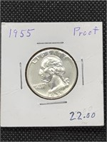1955 Proof Silver Washington Quarter coin