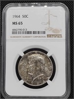 1964 Kennedy Silver Half Dollar coin NGC MS65