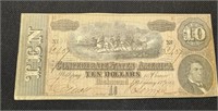 1864 $10 Confederate States of America paper