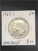 1969-S Proof Silver Kennedy Half Dollar coin