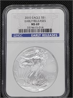 2010 Silver American Eagle NGC MS69 Early