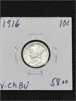 1916 Mercury Silver Dime Coin marked Choice