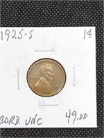 1925-S Lincoln Wheat Cent Penny Coin marked