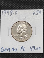 1998-D Proof Like Washington Quarter coin