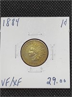 1884 Indian Head Penny Coin marked VF XF