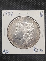 1902 Morgan Silver Dollar Coin marked AU