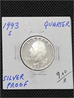 1993-S Proof Silver Washington Quarter coin
