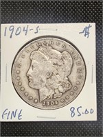 1904-S Morgan Silver Dollar Coin marked F