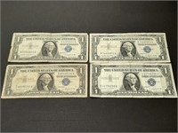 Four vintage 1957-A $1 Silver Certificate US