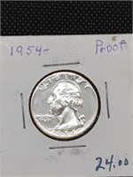 1954 Proof Silver Washington Quarter coin