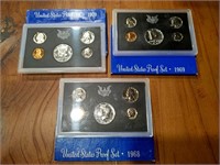 Three 1968-1970 United States Proof Coin sets in