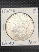 1880-O Morgan Silver Dollar Coin marked Choice AU