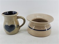 Stoneware Pitcher and Spitoon