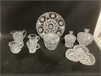 Crystal Glass Lot of Candies,Creamers and Plates