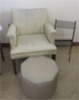 Chair, Ottaman, Metal Stand