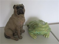 Ceramic Frog + Composite Dog