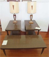 Mid Century Coffee, End Tables, Lamps