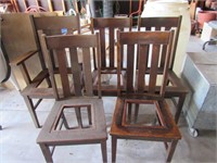 5 Oak Chairs "Needs Bottoms"
