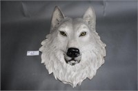 Large wall hanging ceramic wolf head/face