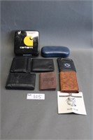 Carhartt tin, glasses case, assorted wallets