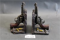 pair of 6 shooter/ revolver book ends