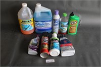 assorted cleaners/fluids