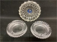 Lowenbrau Crystal Ashtray and 2 Other Ashtrays