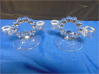 (2) Glass Candle Holders