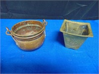 (2) Metal Plant Vases (1) Copper, (1) Brass