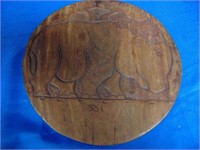 Heavy Wooden Tray With Hippopotamus On Both Sides