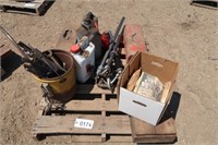 Assort Tools, Wrenches, Oil, Jack , Barrel Pumps