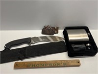 Knife, belt buckle and other