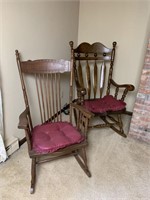 2 HARDWOOD ROCKING CHAIRS