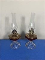 2 VINTAGE OIL HURRICANE LAMPS