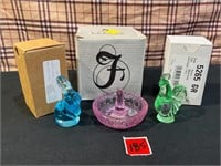 Fenton Glass - Bunny, Ring Holder, and Rooster
