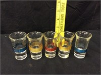 5 MCM Color Banded Shot Glasses