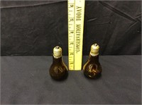 Brown Glass Light Bulb Figural Salt & Pepper Set