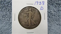 1938D WALKING LIBERTY SILVER HALF DOLLAR