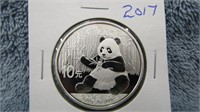 2017 CHINA PANDA BEAR 30 GRAM SILVER COIN