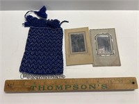 Early photos and beaded bag