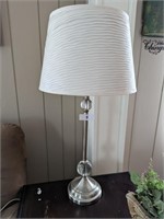 Pair of Brushed Nickel & Glass Ball Lamps