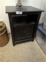 Small Java Tone Side Table w/ File Drawer