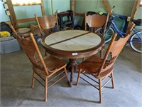 42" Diameter Tile Top Wood Table w/ (4) Chairs