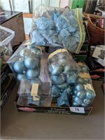 Large Quantity of Blue Christmas Ornaments